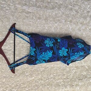 Floral Blue and Black Swimsuit 16